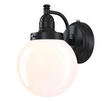 View Matte Black White Opal Glass Outdoor Wall Fixture