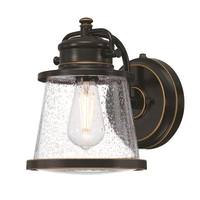 View 1 Light Amber/Bronze Clear Seeded Glass Outdoor Wall Light Fixture