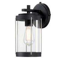 Westinghouse 1 Light Textured Black/Industrial Clear Glass Steel Outdoor Wall Light Fixture