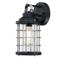 Westinghouse 1 Lamp Textured Black/Industrial Clear Seeded Glass Steel Outdoor Wall Light Fixture