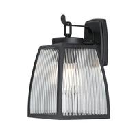 Westinghouse 1 Light Textured Black Clear Ribbed Glass Outdoor Wall Light Fixture 