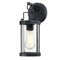 Westinghouse 1 Light Textured Black Clear Seeded Glass Outdoor Wall Fixture 