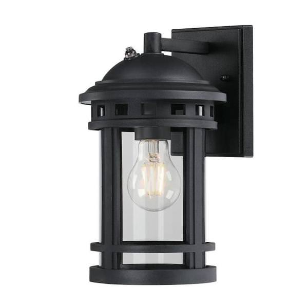1 Lamp Clear Glass Black Polycarbonate Wall Light Fixture