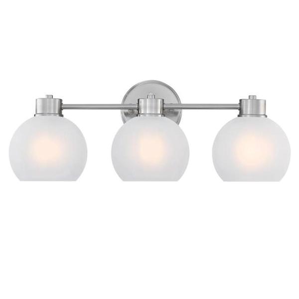 3 Light  Brushed Nickel Frosted Glass Wall Light Fixture