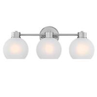 View 3 Light  Brushed Nickel Frosted Glass Wall Light Fixture