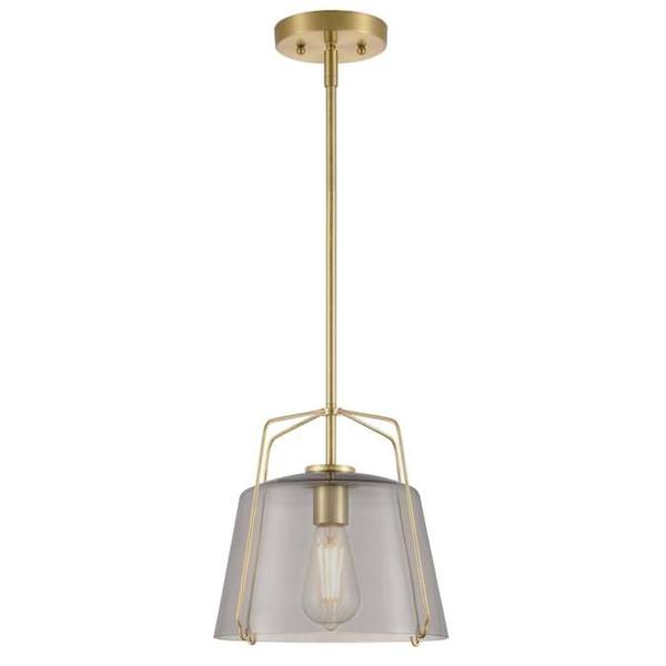 1 Lamp Champagne Brass Smoke Grey Glass Pendant Light Fixture