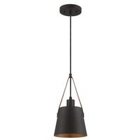 Westinghouse 1 Lamp Black-Bronze Leather Strap Mini Pendant Light Fixture