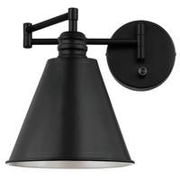 Westinghouse 1 Light Matte Black Swing Arm Wall Light Fixture with On/Off Switch