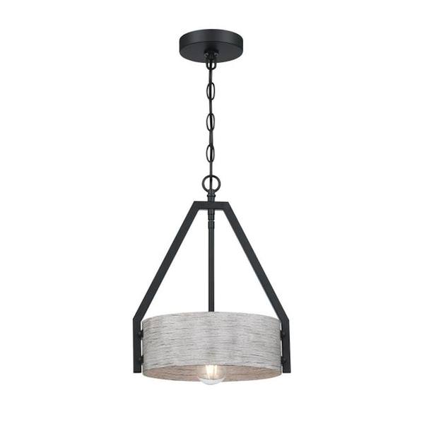 1 Lamp Matte Black/Antique Ash Pendant Light Fixture