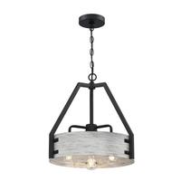View 3 Light Matte Black/Antique Chandelier Light Fixture