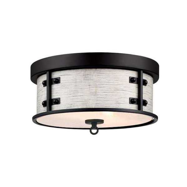 13" 2 Light Matte Black/Antique Ash Flush Mount Light Fixture