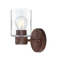 View 1 Light Walnut Wall Light Fixture Clear Seeded Glass 