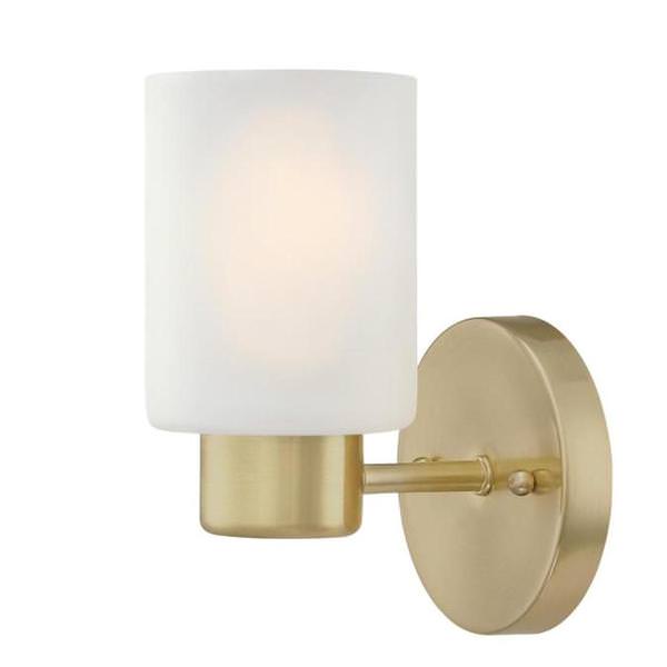 1 Light Champagne Brass Frosted Wall Light Fixture