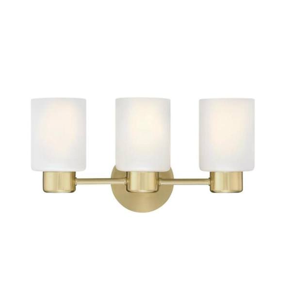 3 Light Champagne Brass Frosted Wall Light Fixture