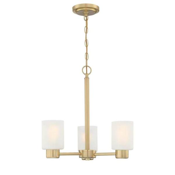 3 Light Champagne Brass Frosted Chandelier Light Fixture