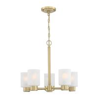 View 5 Light Champagne Brass Frosted Glass Chandelier Light Fixture