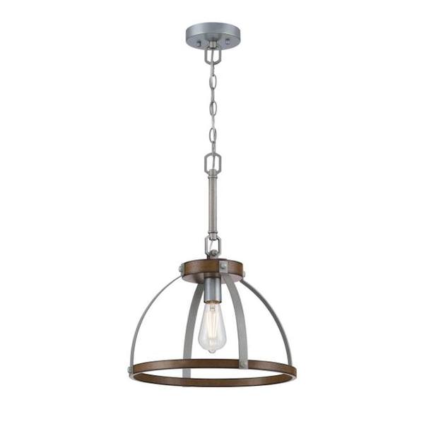 1 Light Barnwood Pendant/Galvanized Steel Light Fixture