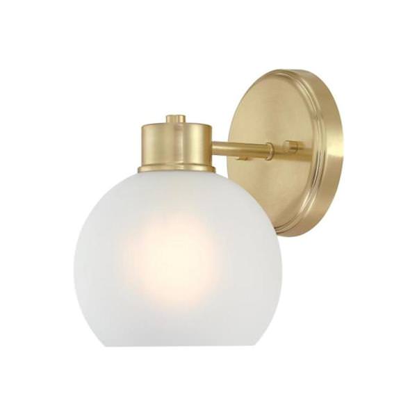 1 Light  Champagne Brass Frosted Wall Light Fixture