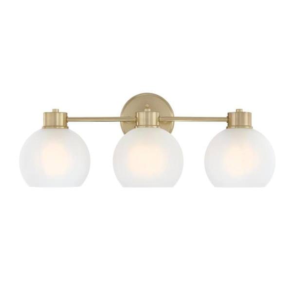 3 Light Champagne Brass Frosted Wall Light Fixture