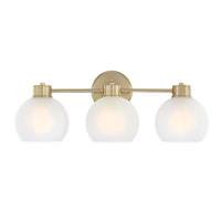 View 3 Light Champagne Brass Frosted Wall Light Fixture