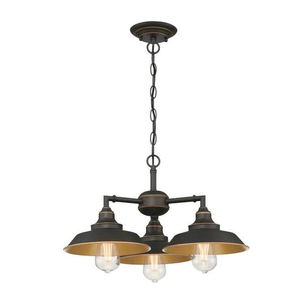 3 Light Oil-Rubbed Bronze Semi-Flush Chandelier Light Fixture
