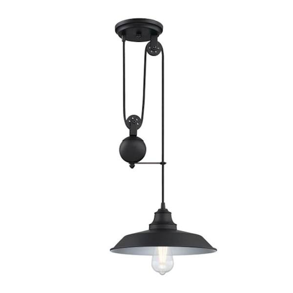 1 Lamp Matte Black Pulley Pendant Light Fixture