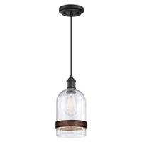 Westinghouse 1 Lamp Black/Bronze Clear Seeded Glass Mini Pendant Light Fixture