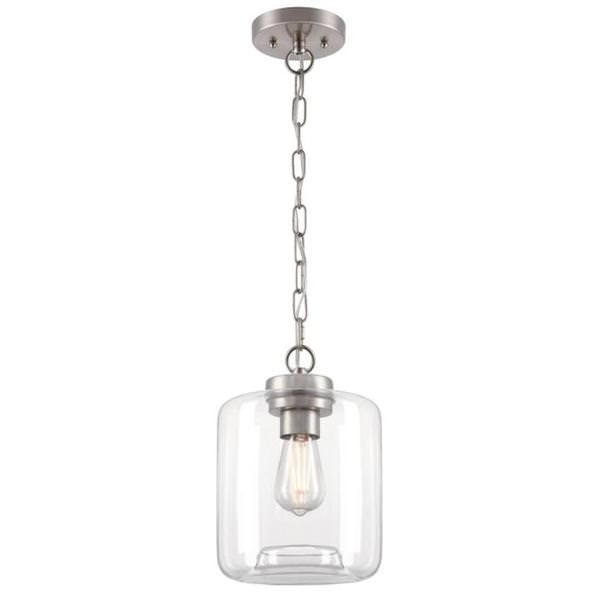 1 Lamp Brushed Nickel Clear Glass Pendant Light Fixture