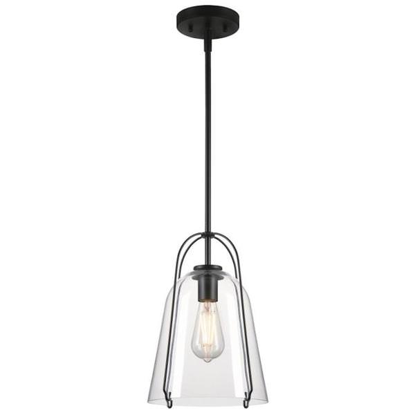 1 Lamp Matte Black Clear Glass Pendant Light Fixture