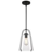 Westinghouse 1 Lamp Matte Black Clear Glass Pendant Light Fixture