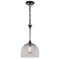 Westinghouse 1 Lamp Gun Metal Finish Pendant Light Fixture Smoke Grey Ribbed Glass
