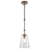 Westinghouse 1 Lamp Barnwood Clear Seeded Glass Mini Pendant Light Fixture 