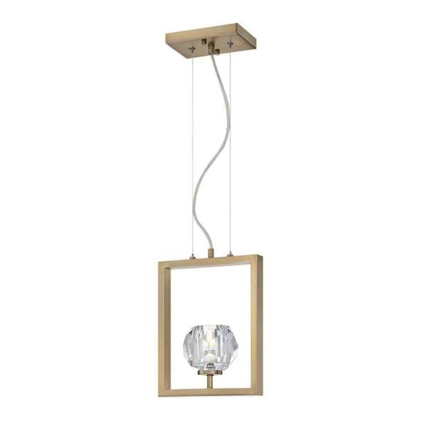 5 watt 3000K Natural White Brushed Brass Crystal Glass LED Pendant Light Fixture