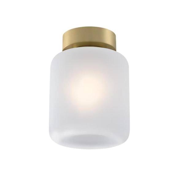 8" 1 Light Champagne Brass Frosted Glass Semi-Flush Light Fixture