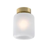 View 8" 1 Light Champagne Brass Frosted Glass Semi-Flush Light Fixture