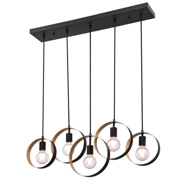 5 Light Chandelier Matte Black Light Fixture