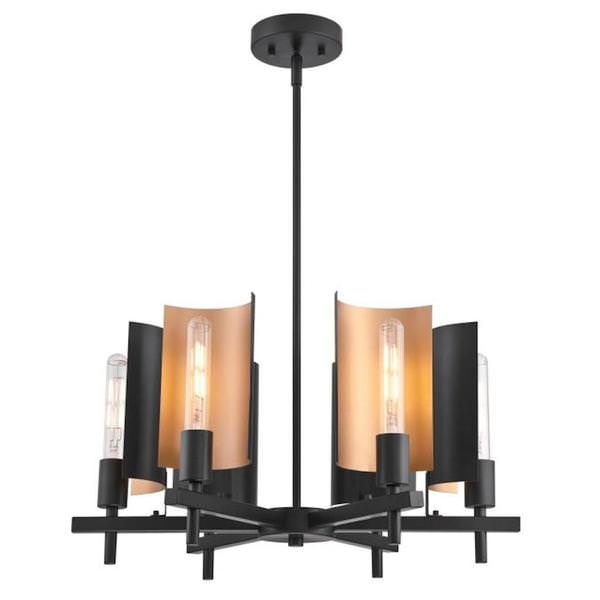 6 Light Matte Black Chandelier Light Fixture