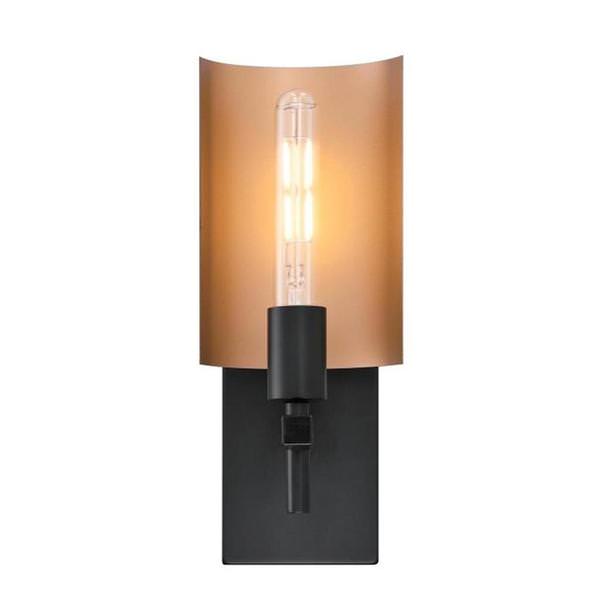 1 Light Matte Black Metallic Bronze Accents Wall Light Fixture
