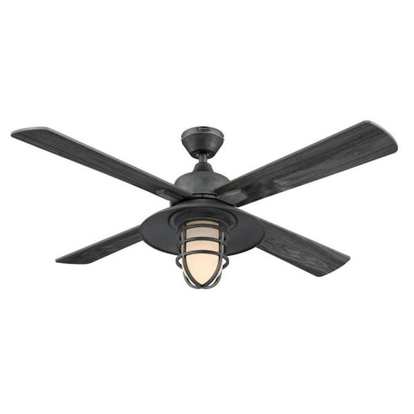 52" 9 watt 3000K Natural White Aluminum Charcoal/Rustic Birch Blade LED Ceiling Fan with Remote Control