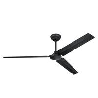 View 72" 3 Matte Black Blades Ceiling Fan Light Fixture