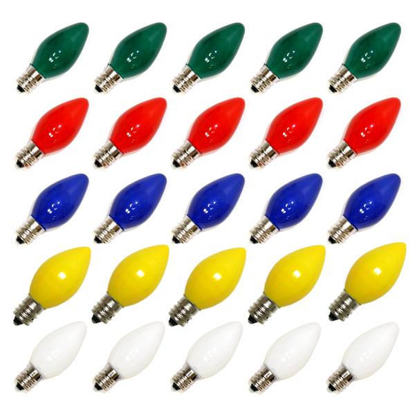 C7 Candelabra Screw Base Ceramic Multi-Color (25 pack)