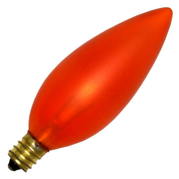 15 watt 130 volt B10 Candelabra Screw Base Frosted Amber