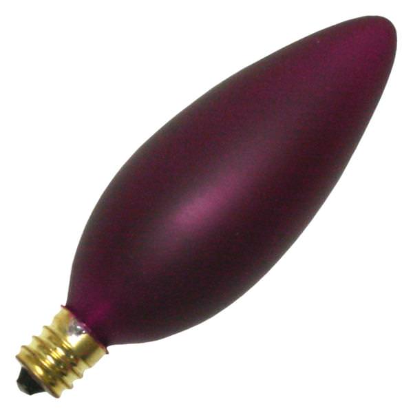 15 watt 130 volt B10 Candelabra Screw Base Frosted Magenta