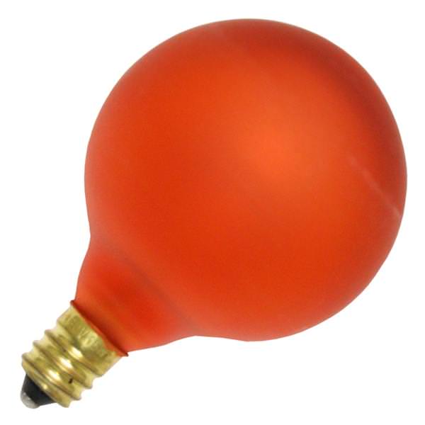 15 watt 130 volt G16.5 Candelabra Screw Base Frosted Amber