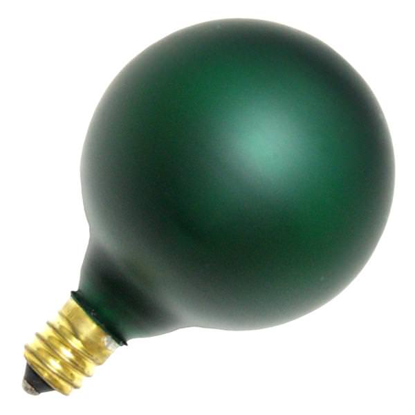 15 watt 130 volt G16.5 Candelabra Screw Base Emerald Frosted