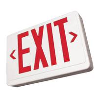 Barron LED Exit, White, Red Letter, Dual Face, Canopy, Battery Backup, 120/277V