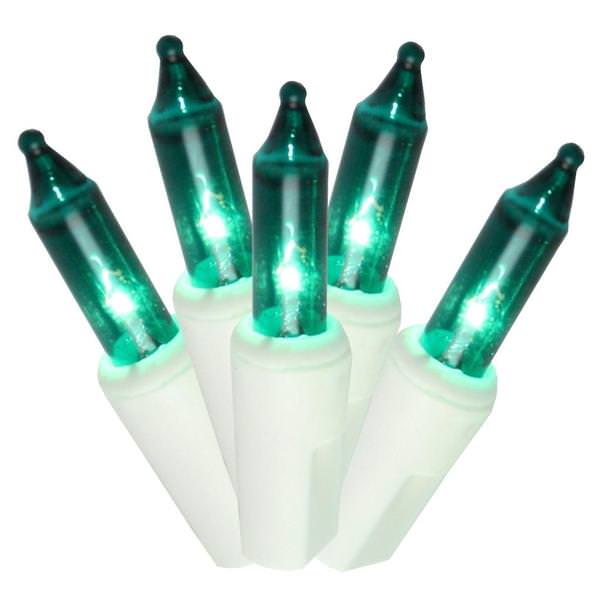 100 Light 22.4' White Wire Medium Green/Teal Light String