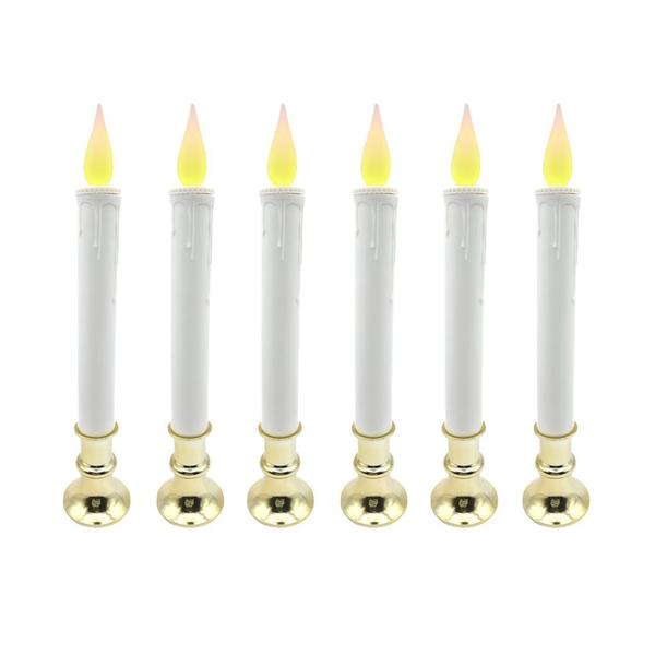 Battery Operated Simple On LED Taper Candle Lamp with Timer (6 pack)