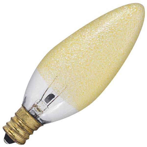 25 watt 120 volt B10 Candelabra Screw Base Amber Ice