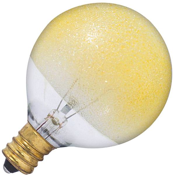 40 watt 120 volt G16.5 Candelabra Screw Base Amber Ice Dimmable